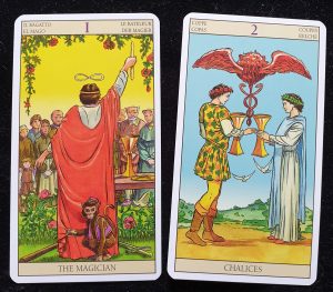 Tarot of the New Vision Magician and Two of Cups