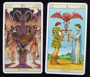 Tarot of the New Vision Devil and the Two of Cups