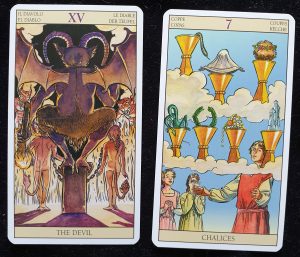 Tarot of the New Vision Devil and the Seven of Cups
