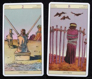 Tarot of the New Vision Two of Swords and Eight of Swords