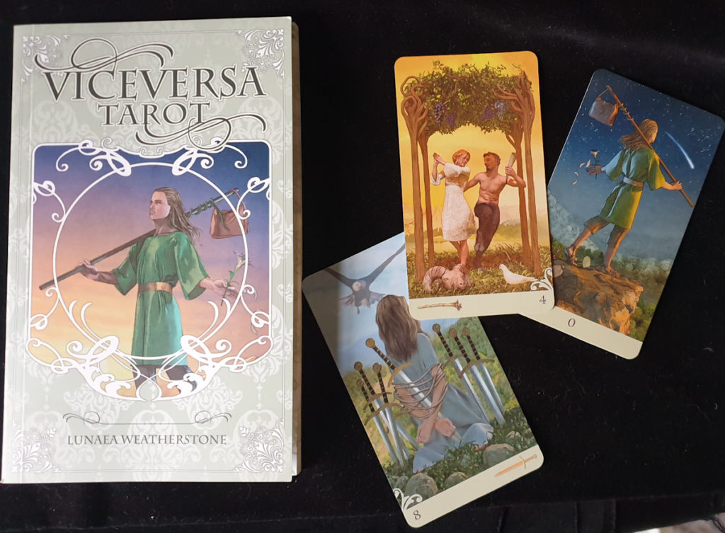 Cards and box from the Vice Versa Tarot. 